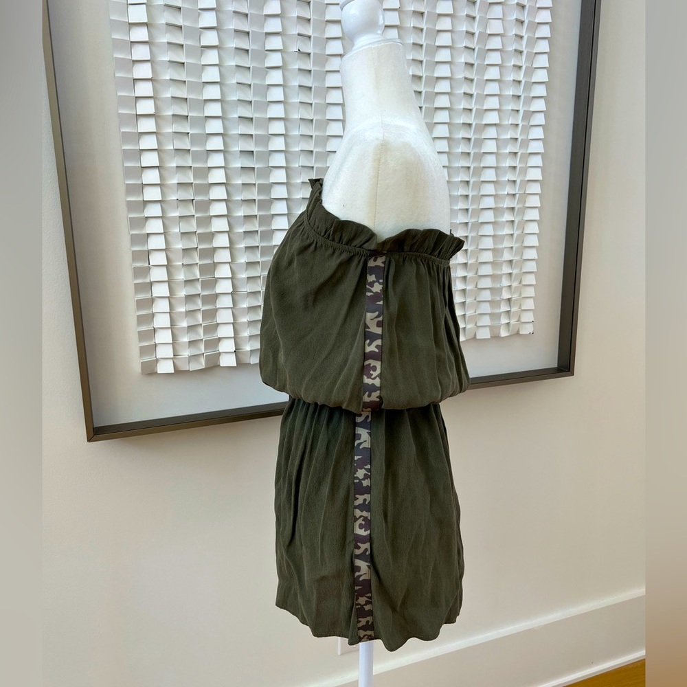 Khaki Romper with Camo Stripe Side Detail